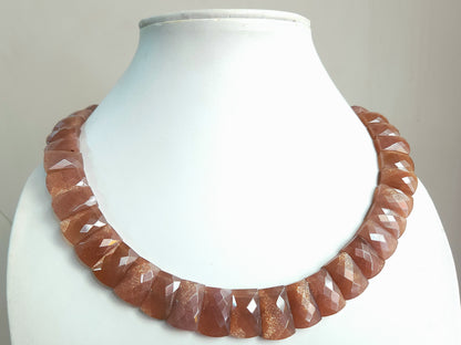 Natural Sunstone Gemstone BIB Necklace 