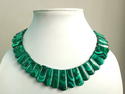 Natural Malachite Gemstone Bib Necklace 
