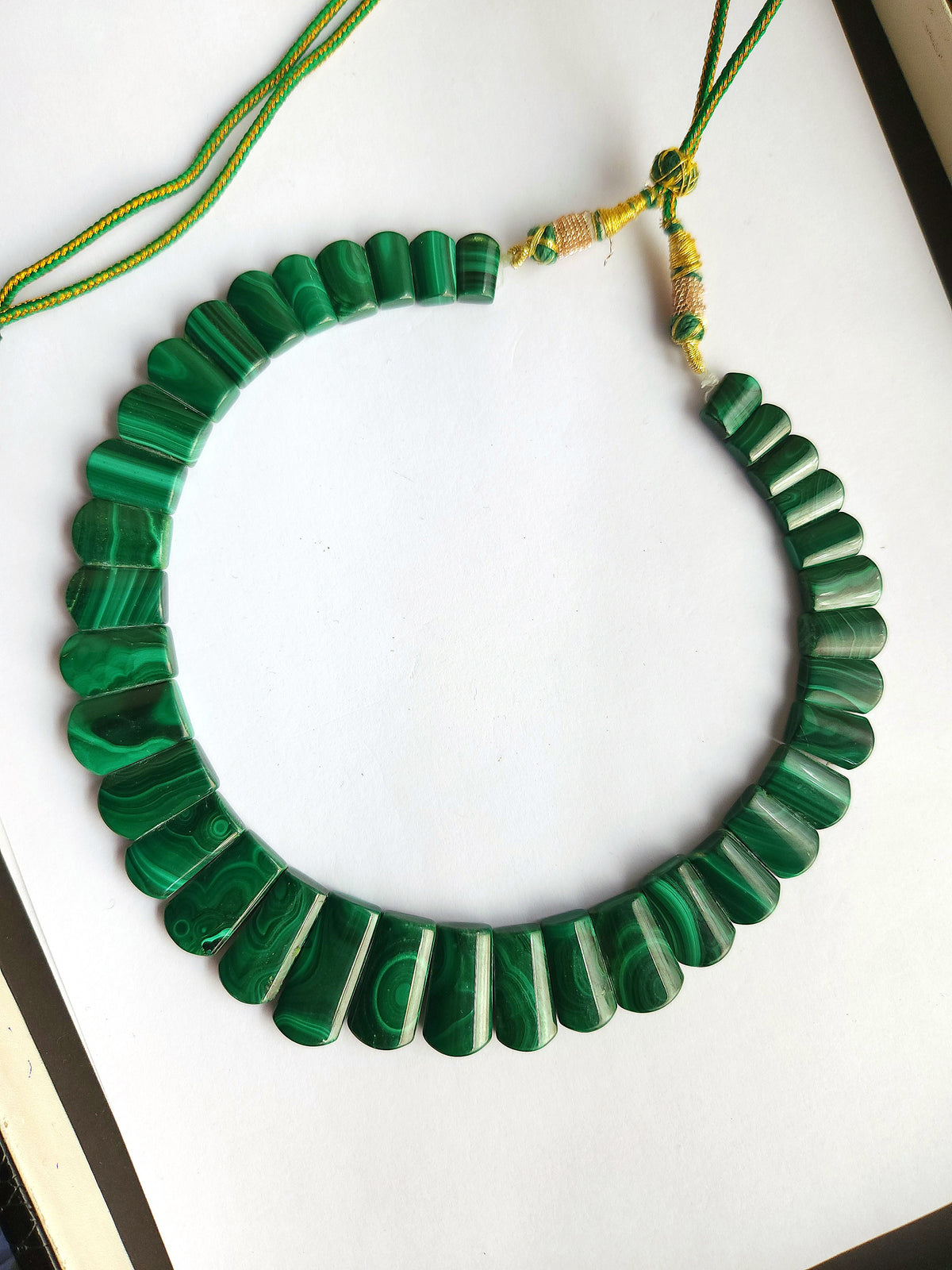 Exclusive! Natural Malachite Gemstone Bib Necklace