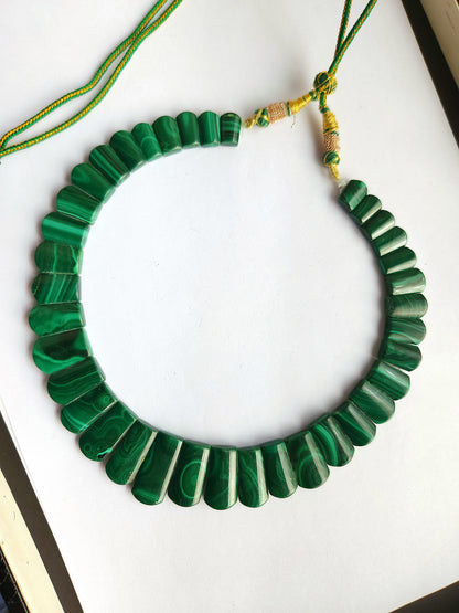 Exclusive! Natural Malachite Gemstone Bib Necklace