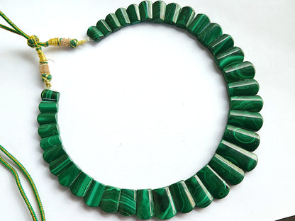 Exclusive! Natural Malachite Gemstone Bib Necklace