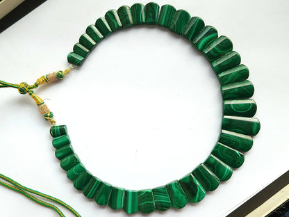 Exclusive! Natural Malachite Gemstone Bib Necklace