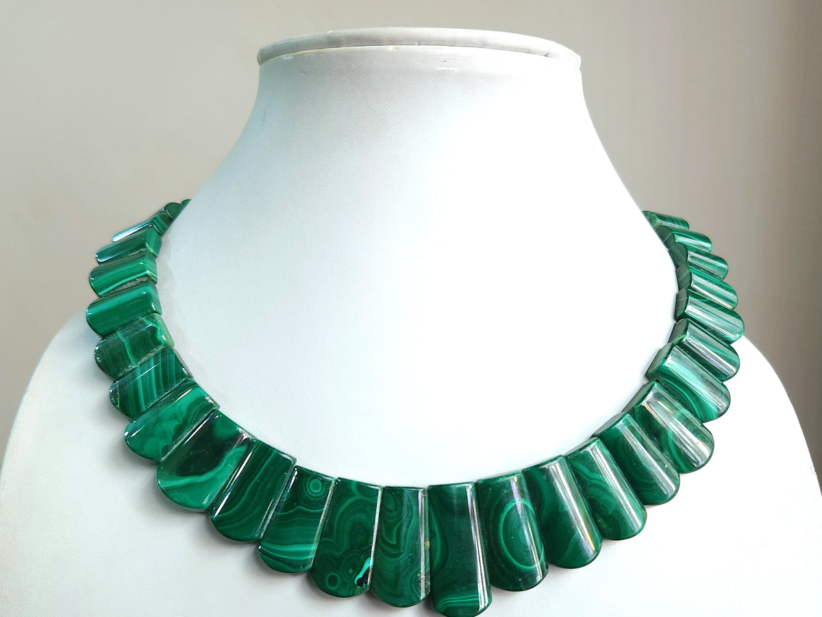 Exclusive! Natural Malachite Gemstone Bib Necklace