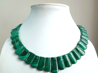 Exclusive! Natural Malachite Gemstone Bib Necklace