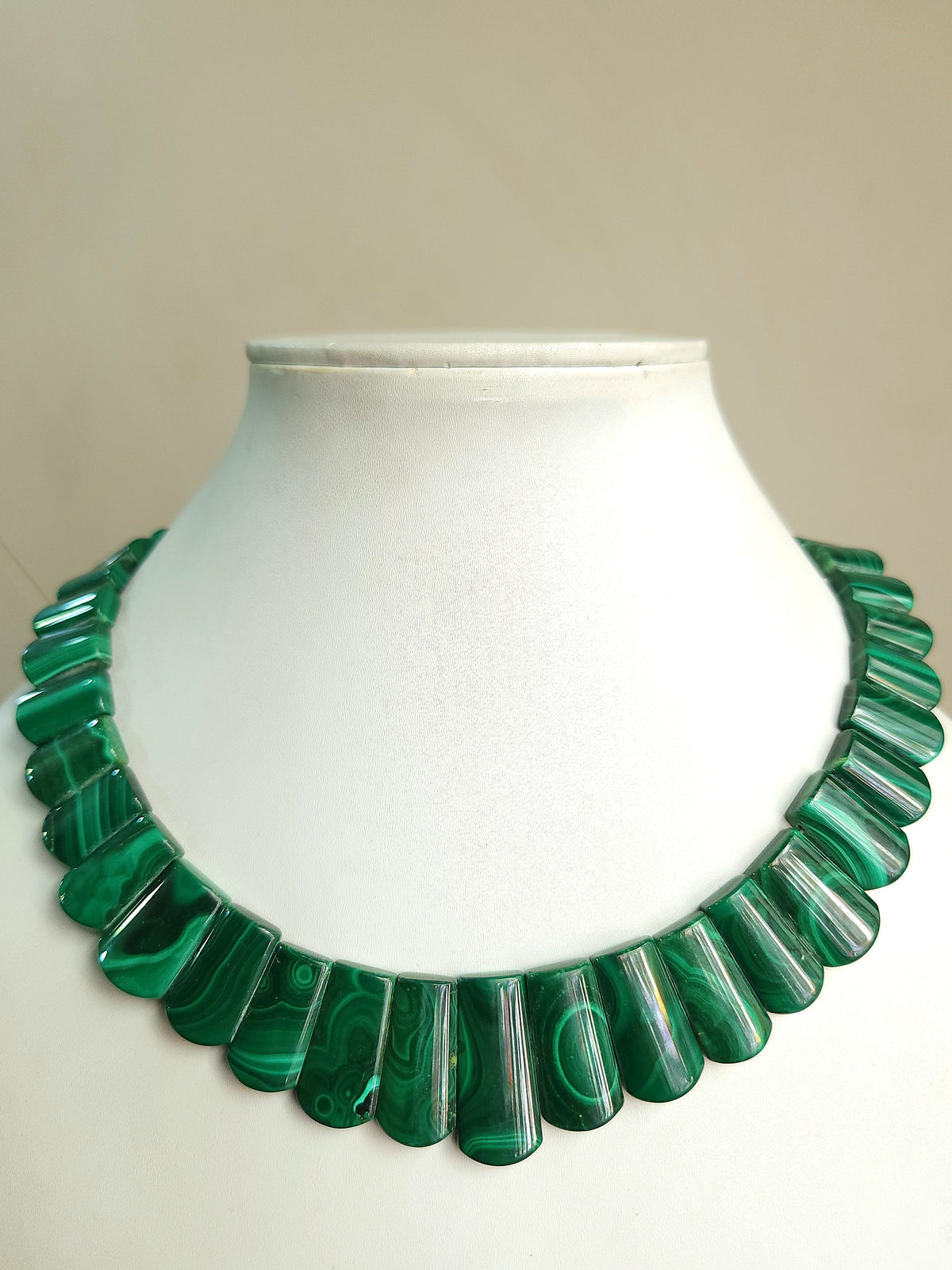 Exclusive! Natural Malachite Gemstone Bib Necklace