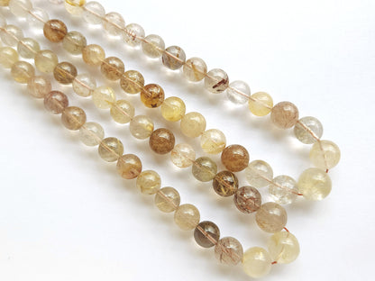 Natural Golden Rutile Quartz Smooth Spherical/Ball Shape Beads
