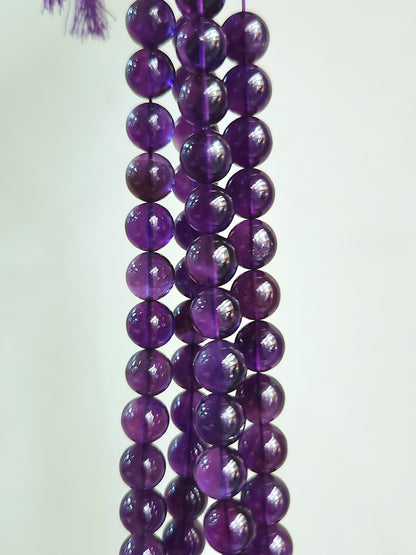 Natural Amethyst Smooth Spherical/Ball Shape Beads