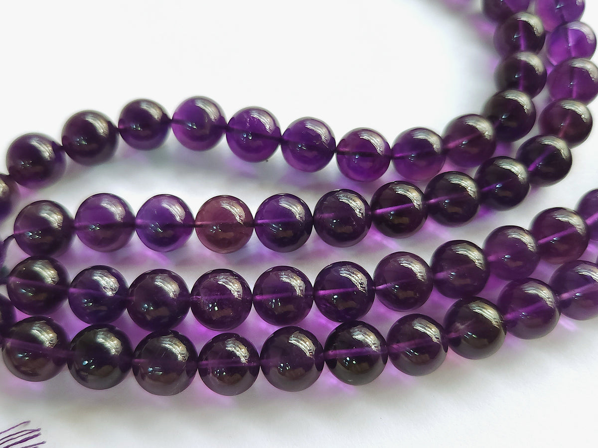 16 Inch Natural Amethyst Smooth Spherical Beads | Ball Shape Beads 10 To 10.50 MM | Round Amazonite Beads for Necklace  & Jewelry Making