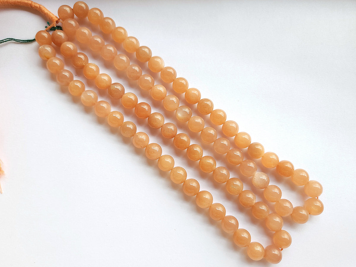 Natural Peach Moonstone Smooth Spherical/Ball Shape Beads