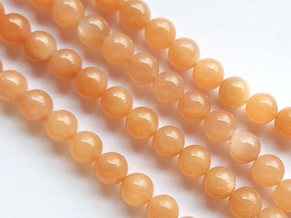 Natural Peach Moonstone Smooth Spherical/Ball Shape Beads