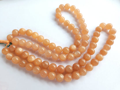Natural Peach Moonstone Smooth Spherical/Ball Shape Beads
