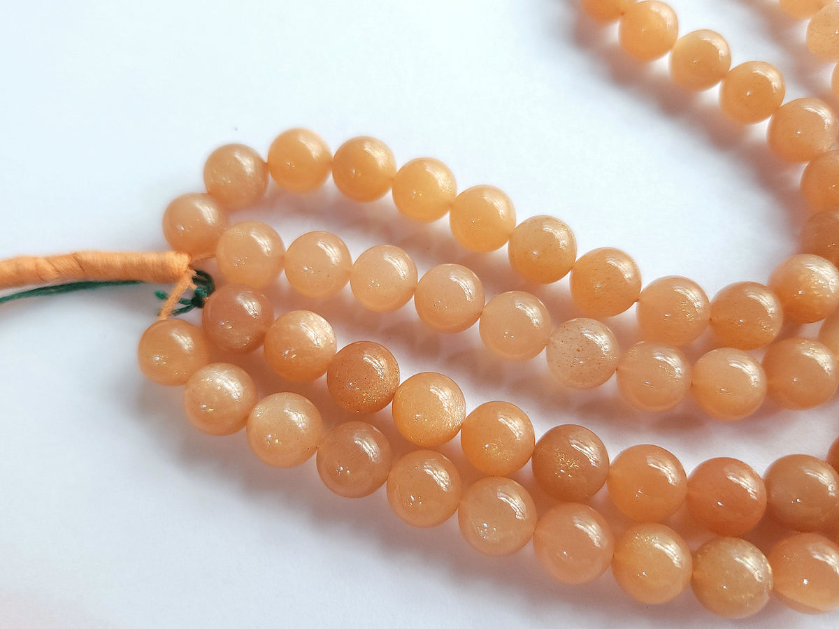 Natural Peach Moonstone Smooth Spherical/Ball Shape Beads