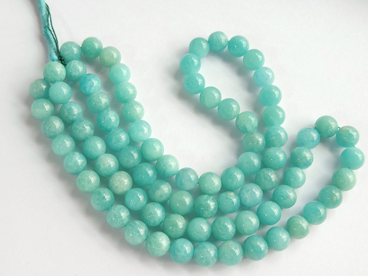 Natural Amazonite Smooth Spherical/Ball Shape Beads