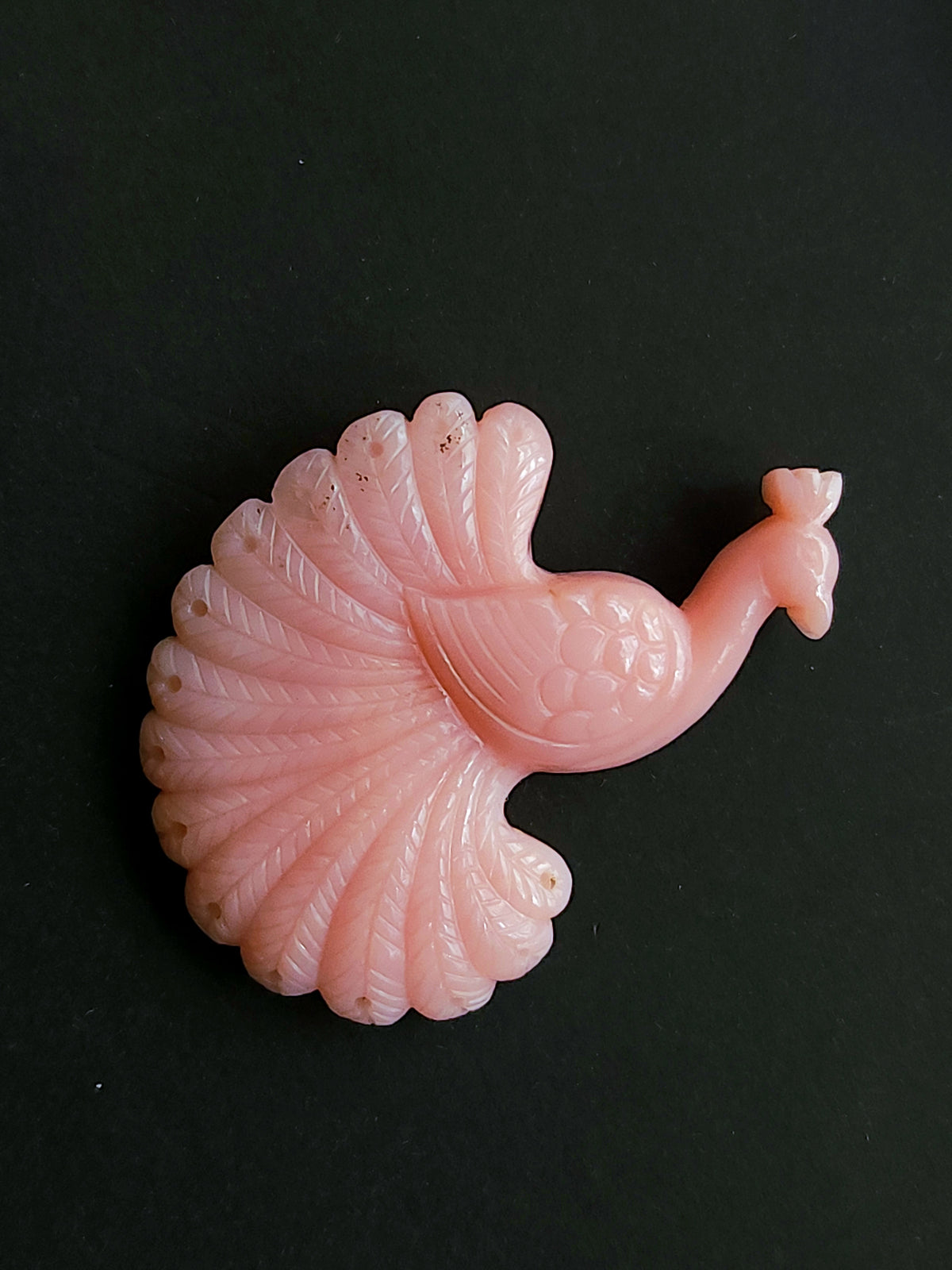 Natural Pink Opal Carved Peacock | Hand Carved Bird Figurine | Pink Opal Peacock Carving