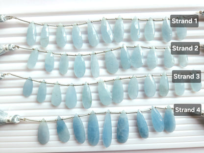 Natural Milky Aquamarine Faceted Pear briolette Beads