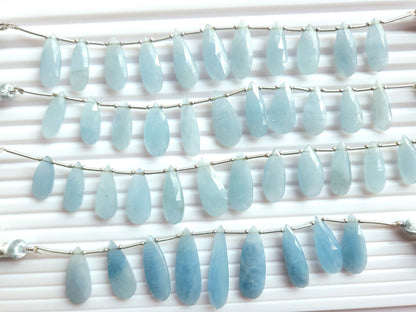 Natural Milky Aquamarine Faceted Pear briolette Beads