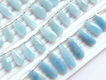 Natural Milky Aquamarine Faceted Pear briolette Beads