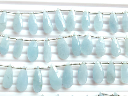 Natural Milky Aquamarine Faceted Pear briolette Beads