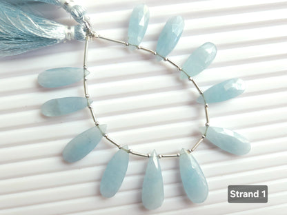 Natural Milky Aquamarine Faceted Pear briolette Beads