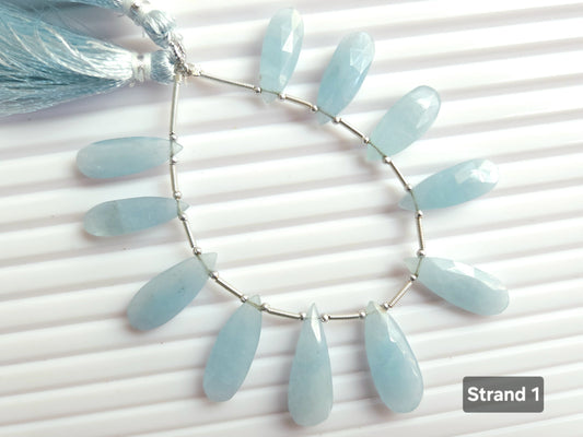 Natural Milky Aquamarine Faceted Pear briolette Beads