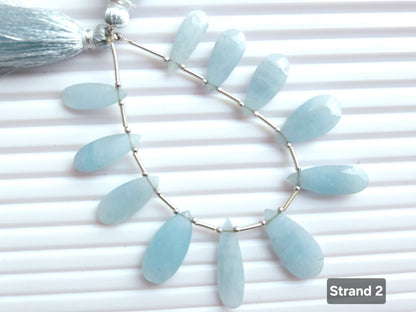 Natural Milky Aquamarine Faceted Pear briolette Beads