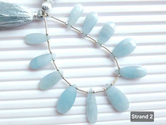 Natural Milky Aquamarine Faceted Pear briolette Beads