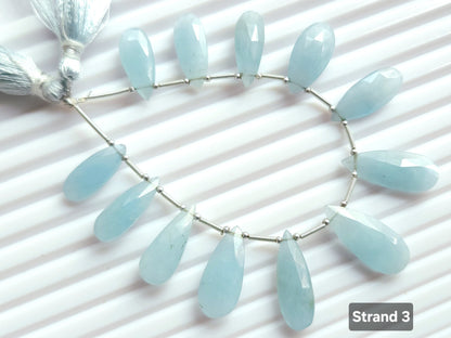 Natural Milky Aquamarine Faceted Pear briolette Beads
