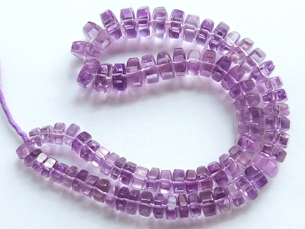 Natural Pink Amethyst Smooth Hexagonal Rondelle Beads