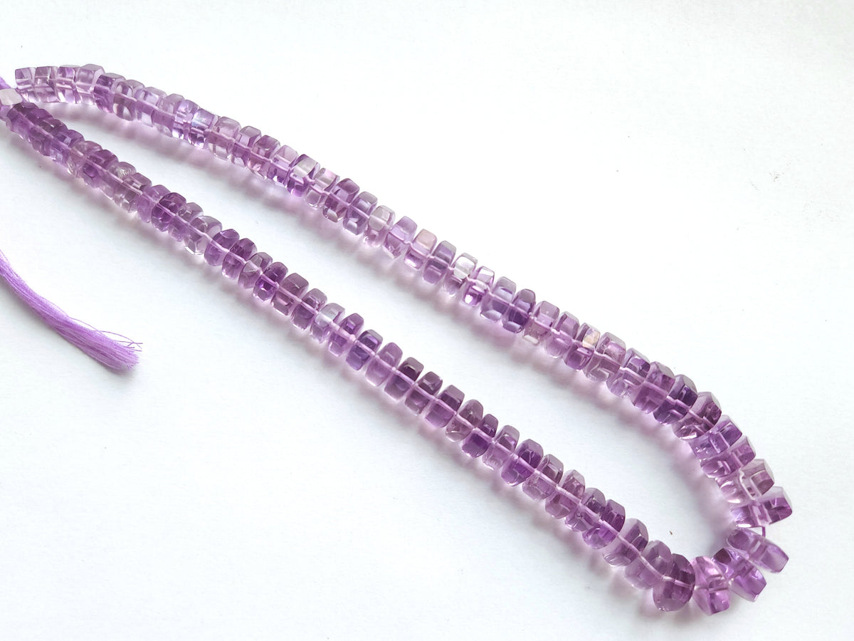 Natural Pink Amethyst Smooth Hexagonal Rondelle Beads