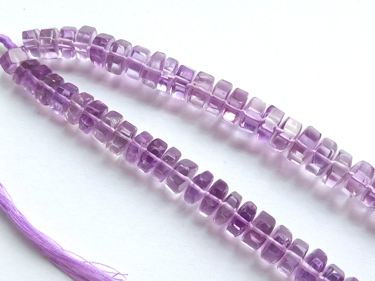 Natural Pink Amethyst Smooth Hexagonal Rondelle Beads