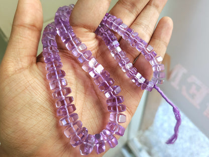 Natural Pink Amethyst Smooth Hexagonal Rondelle Beads