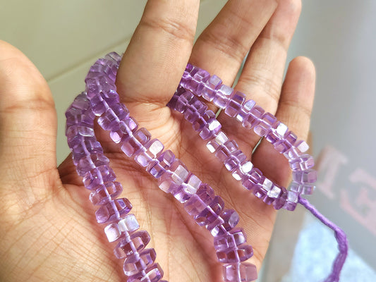 Natural Pink Amethyst Smooth Hexagonal Rondelle Beads