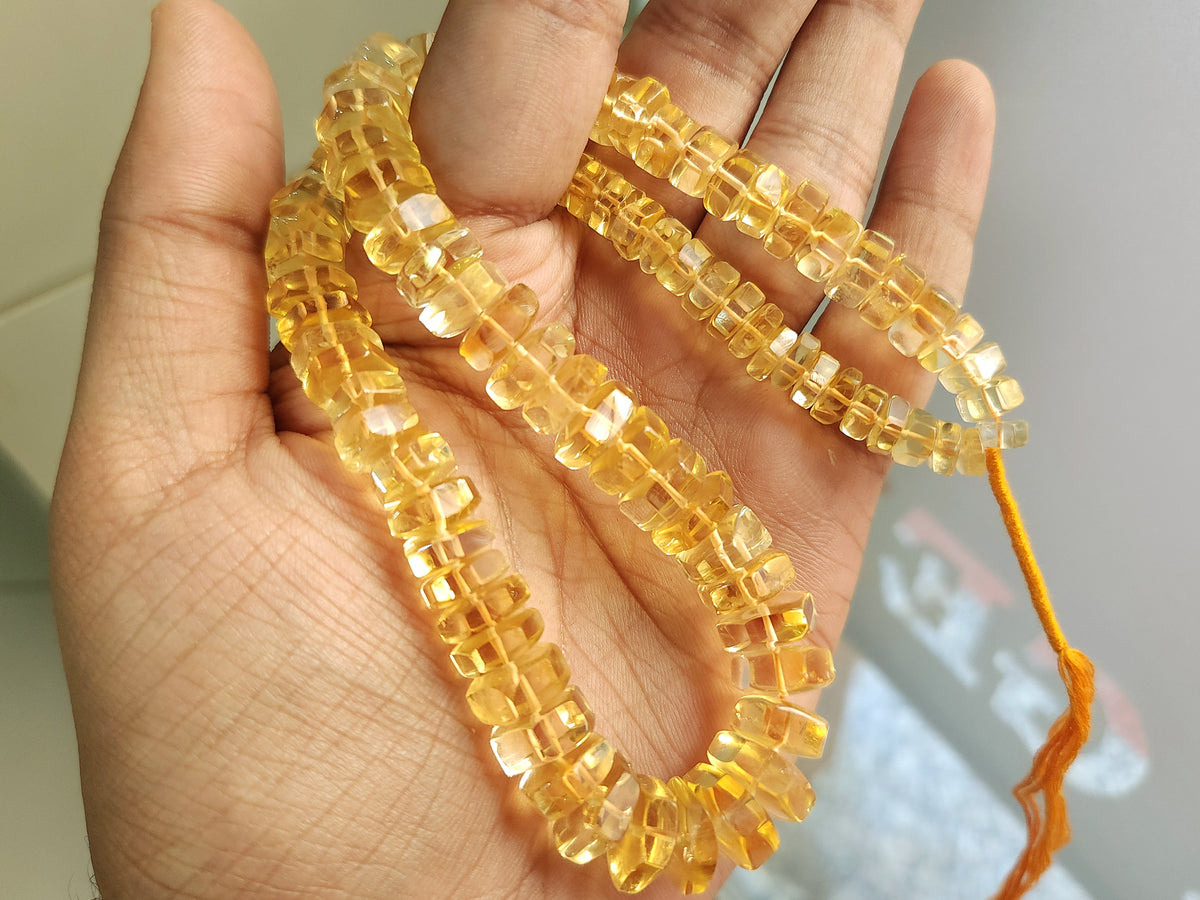 Natural Citrine Smooth Hexagonal Rondelle Beads