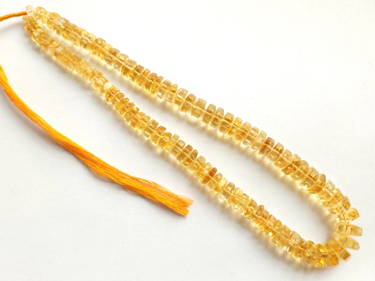Natural Citrine Smooth Hexagonal Rondelle Beads