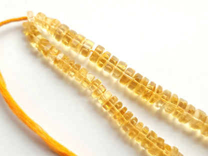 Natural Citrine Smooth Hexagonal Rondelle Beads