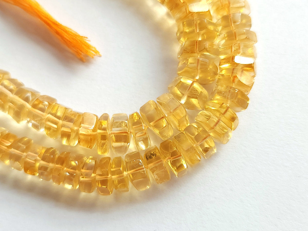 Natural Citrine Smooth Hexagonal Rondelle Beads