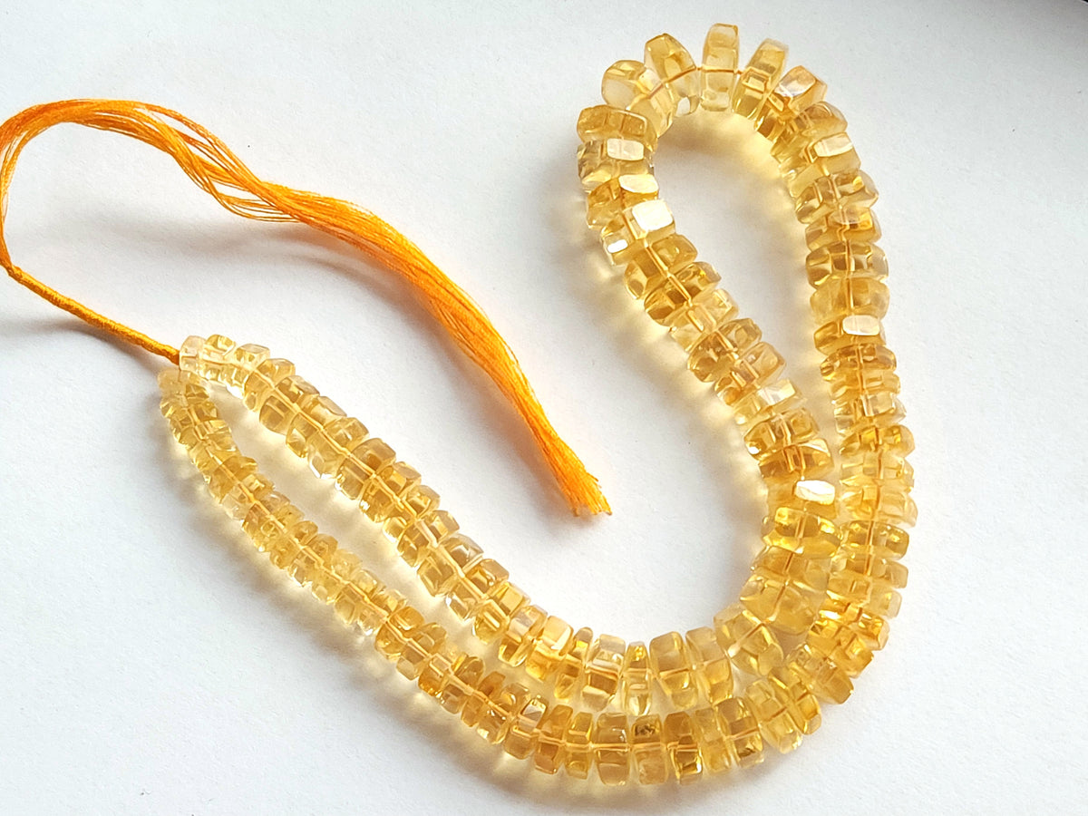 Natural Citrine Smooth Hexagonal Rondelle Beads