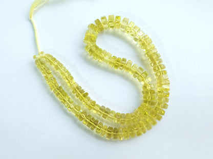 Natural Lemon Quartz Smooth Hexagonal Rondelle Beads
