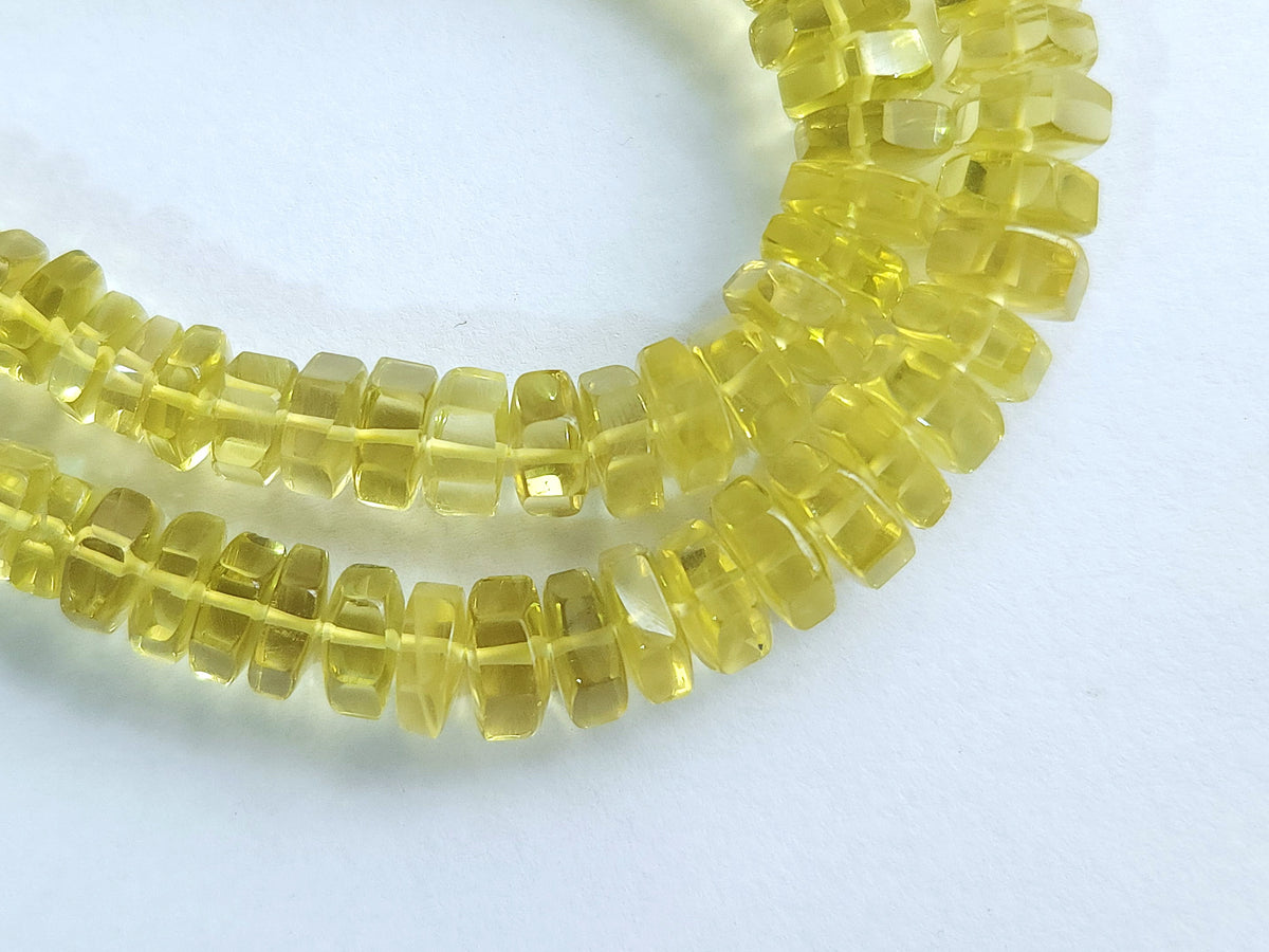 Natural Lemon Quartz Smooth Hexagonal Rondelle Beads