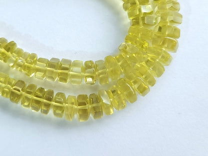 Natural Lemon Quartz Smooth Hexagonal Rondelle Beads