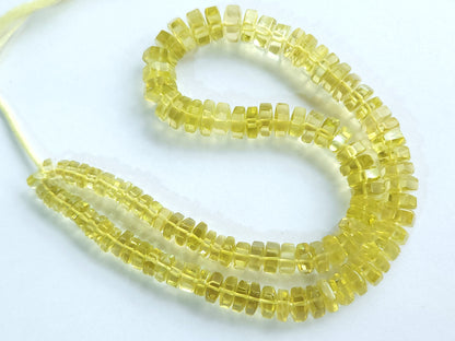 Natural Lemon Quartz Smooth Hexagonal Rondelle Beads