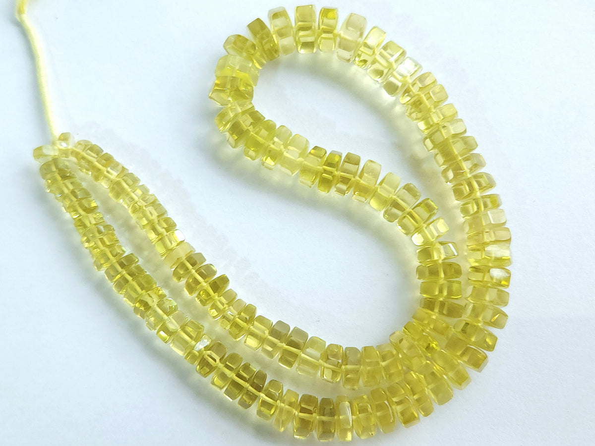 Natural Lemon Quartz Smooth Hexagonal Rondelle Beads