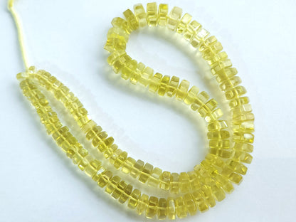 Natural Lemon Quartz Smooth Hexagonal Rondelle Beads