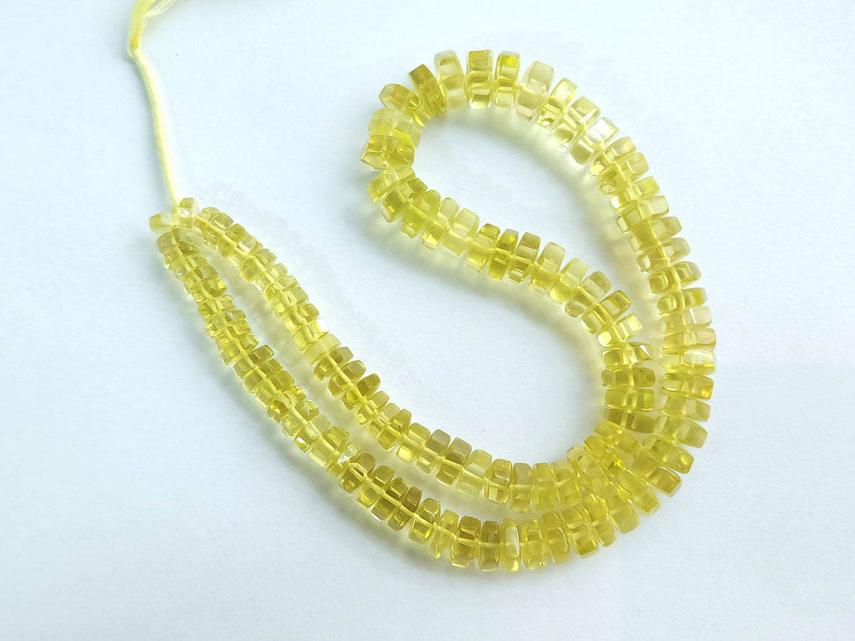Natural Lemon Quartz Smooth Hexagonal Rondelle Beads