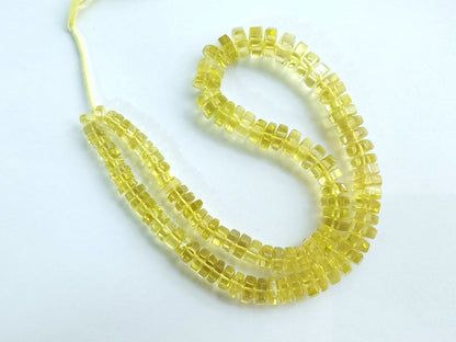 Natural Lemon Quartz Smooth Hexagonal Rondelle Beads