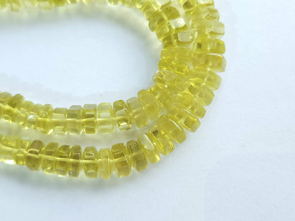 Natural Lemon Quartz Smooth Hexagonal Rondelle Beads
