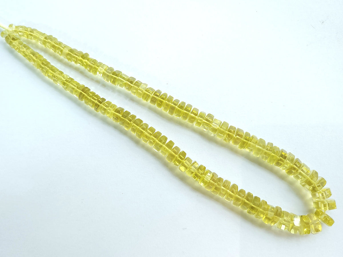 Natural Lemon Quartz Smooth Hexagonal Rondelle Beads