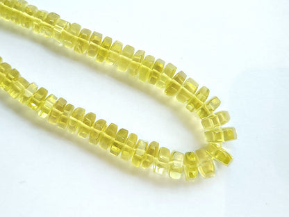 Natural Lemon Quartz Smooth Hexagonal Rondelle Beads