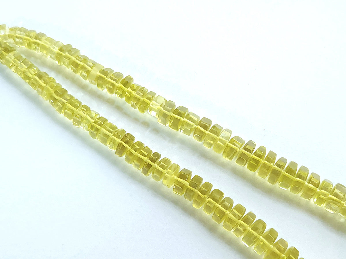 Natural Lemon Quartz Smooth Hexagonal Rondelle Beads