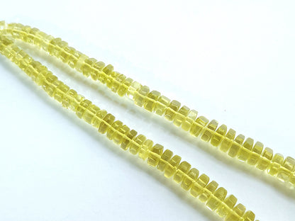 Natural Lemon Quartz Smooth Hexagonal Rondelle Beads